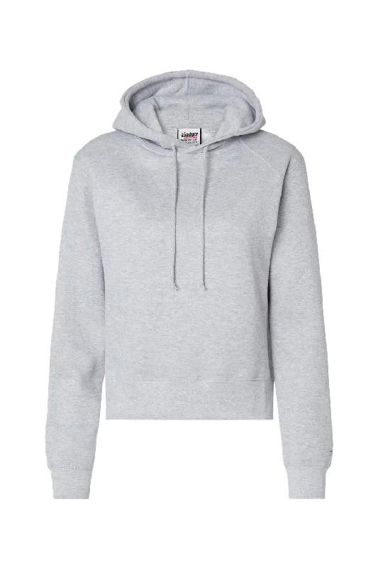 Badger Womens Crop Hooded Sweatshirt Hoodie - Oxford Grey - NEW