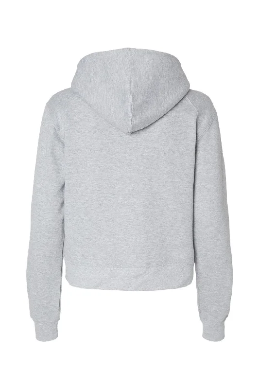 Badger Womens Crop Hooded Sweatshirt Hoodie - Oxford Grey - NEW