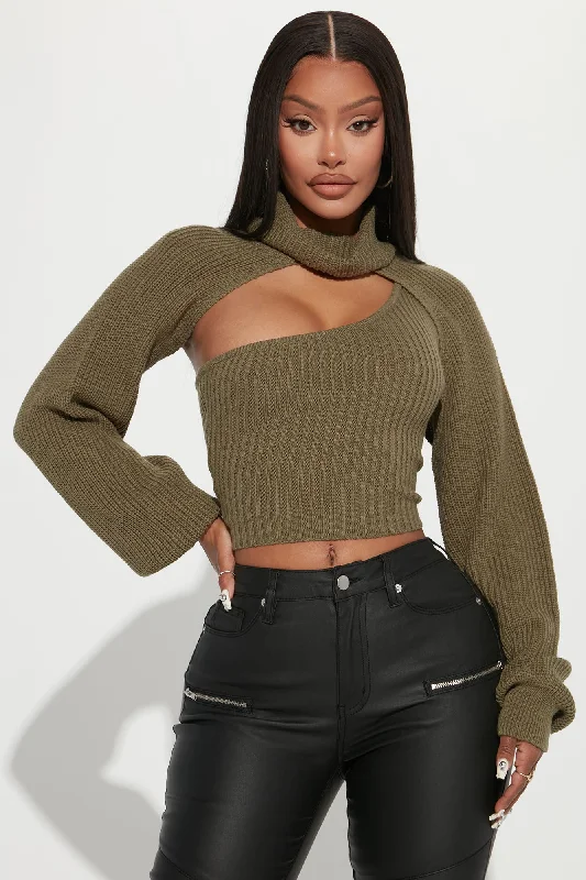 Feel It Out Turtleneck Sweater Set - Olive