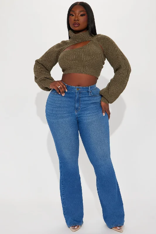 Feel It Out Turtleneck Sweater Set - Olive