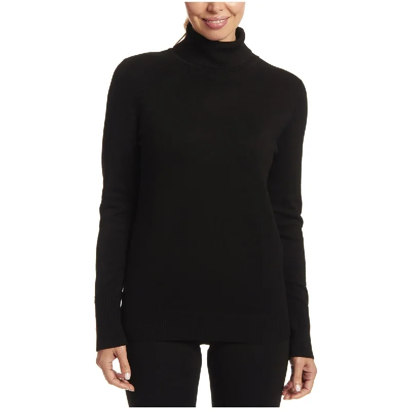 Joseph A. Womens Ribbed Pullover Turtleneck Sweater