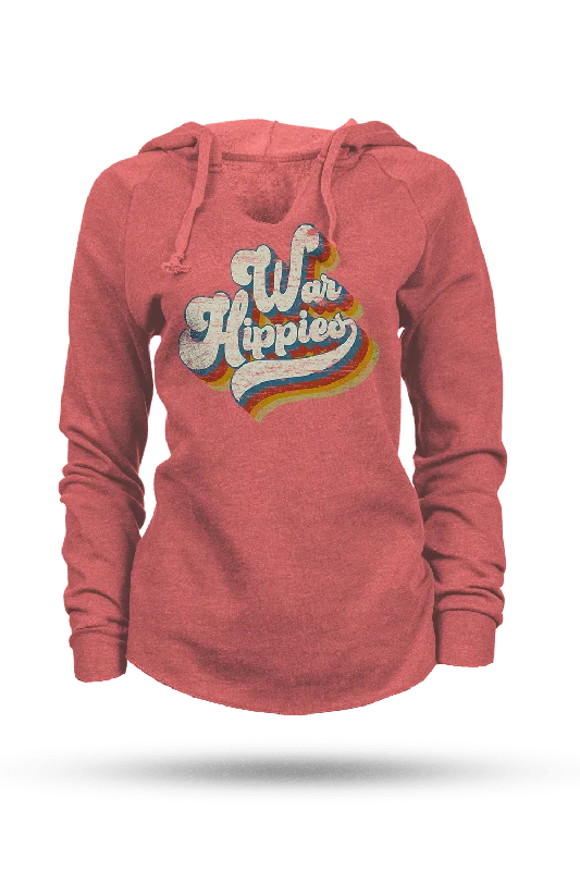 War Hippies Retro - Lightweight Women's V-Neck Hoodie