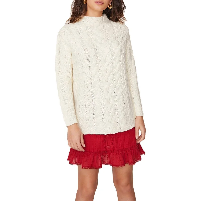 Lost + Wander Cotton Wood Women's Cable Knit Long Sleeve Mock Neck Sweater