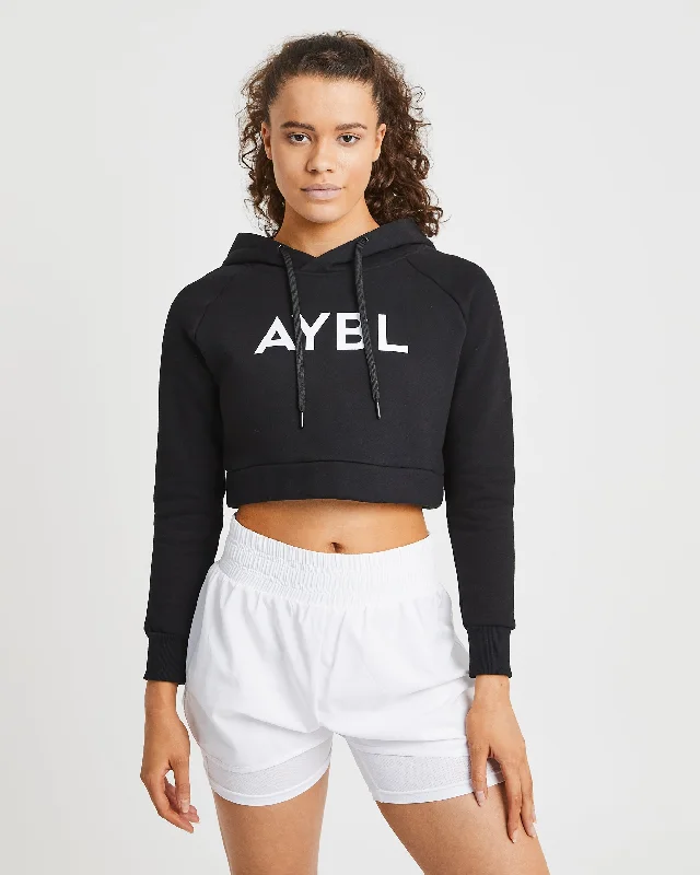 Staple Crop Hoodie - Black