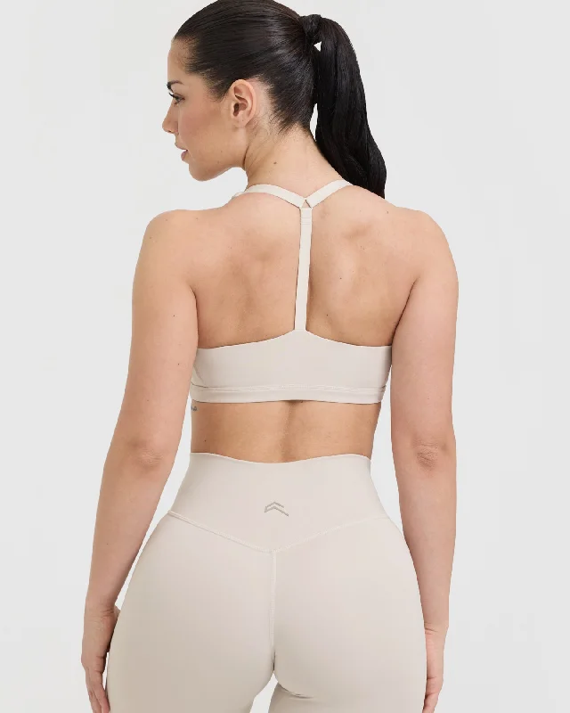 Timeless Square Neck Sports Bra | Sand