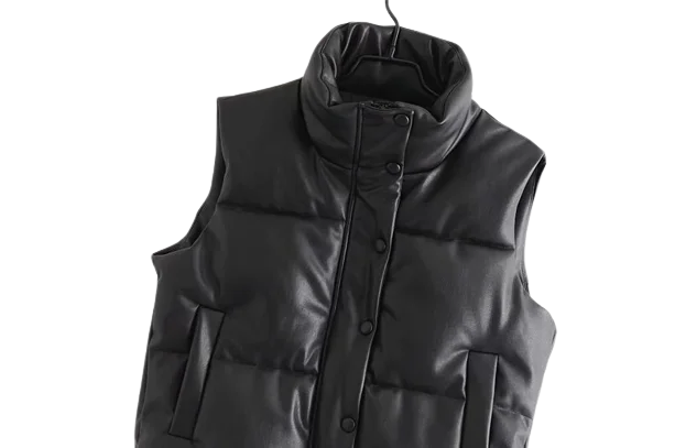 Womens Caroline Genuine Lambskin Leather Puffer Vest