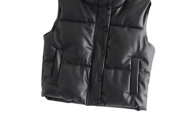 Womens Caroline Genuine Lambskin Leather Puffer Vest