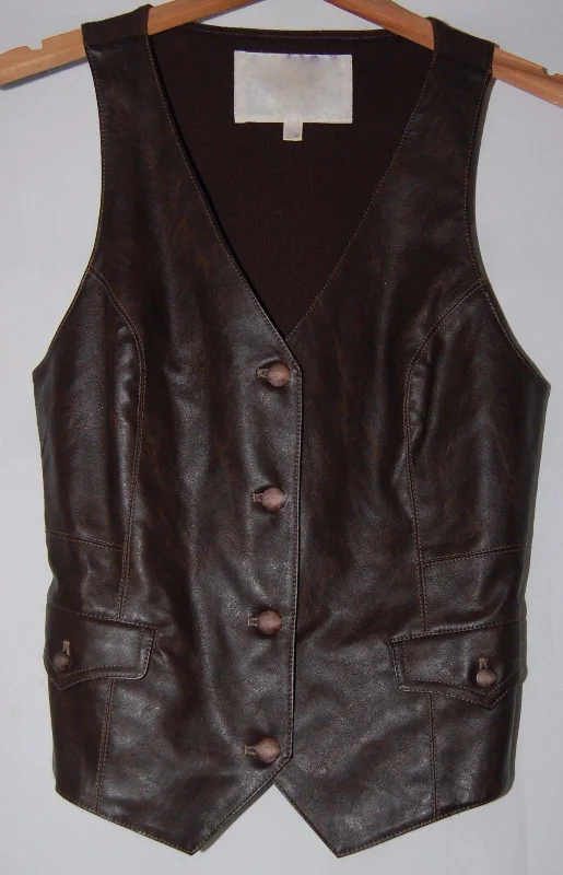 Women's Dark Brown Genuine Leather Vest WV07