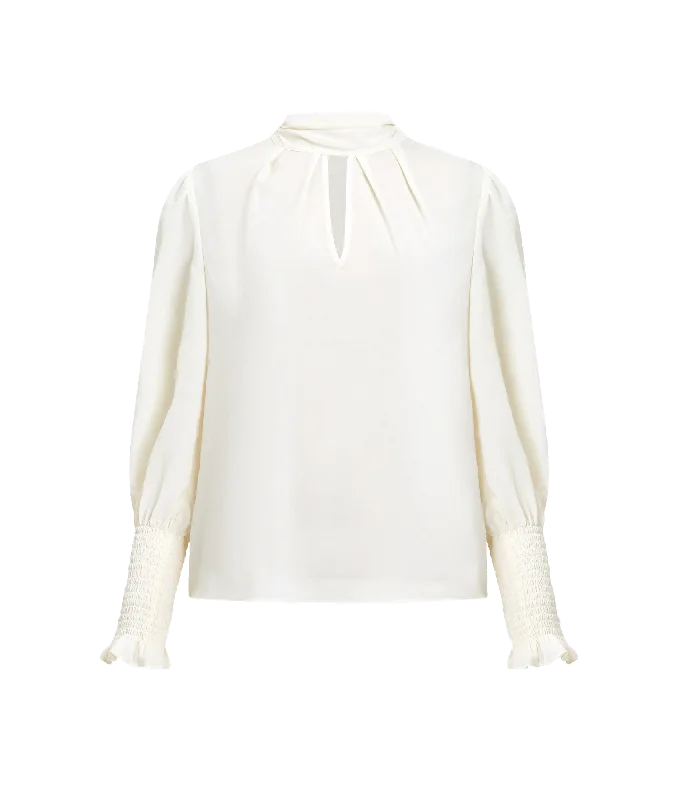 Crepe Light Keyhole Top - Cream