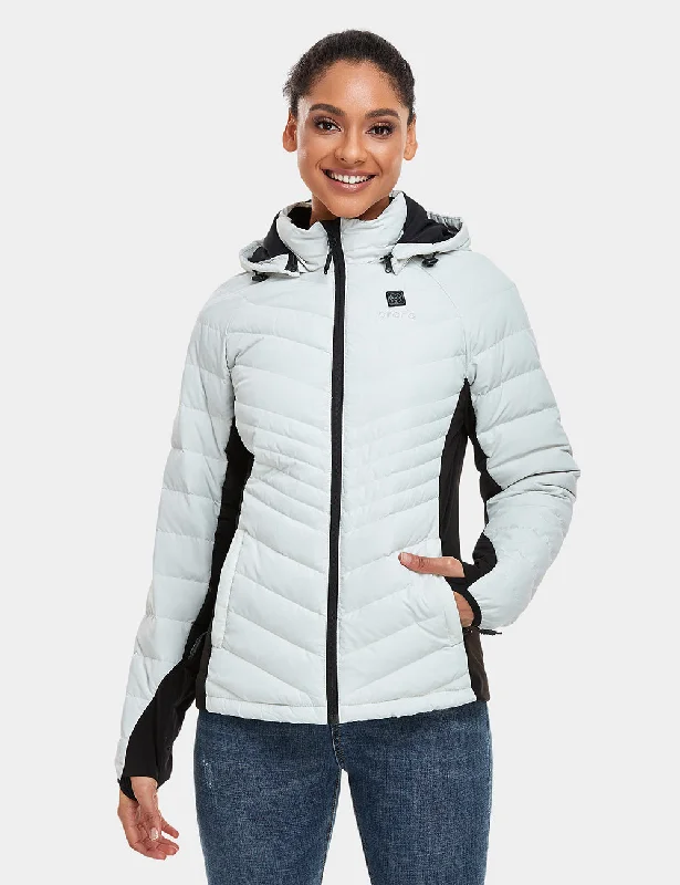 Women's Heated Down Jacket - White/Black