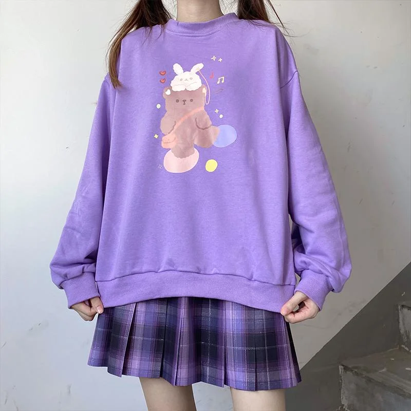 Women's Kawaii Bear And Bunny Dancing Sweaters