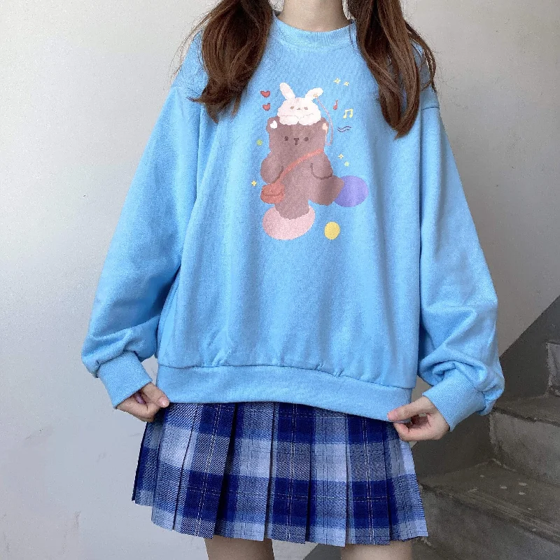 Women's Kawaii Bear And Bunny Dancing Sweaters