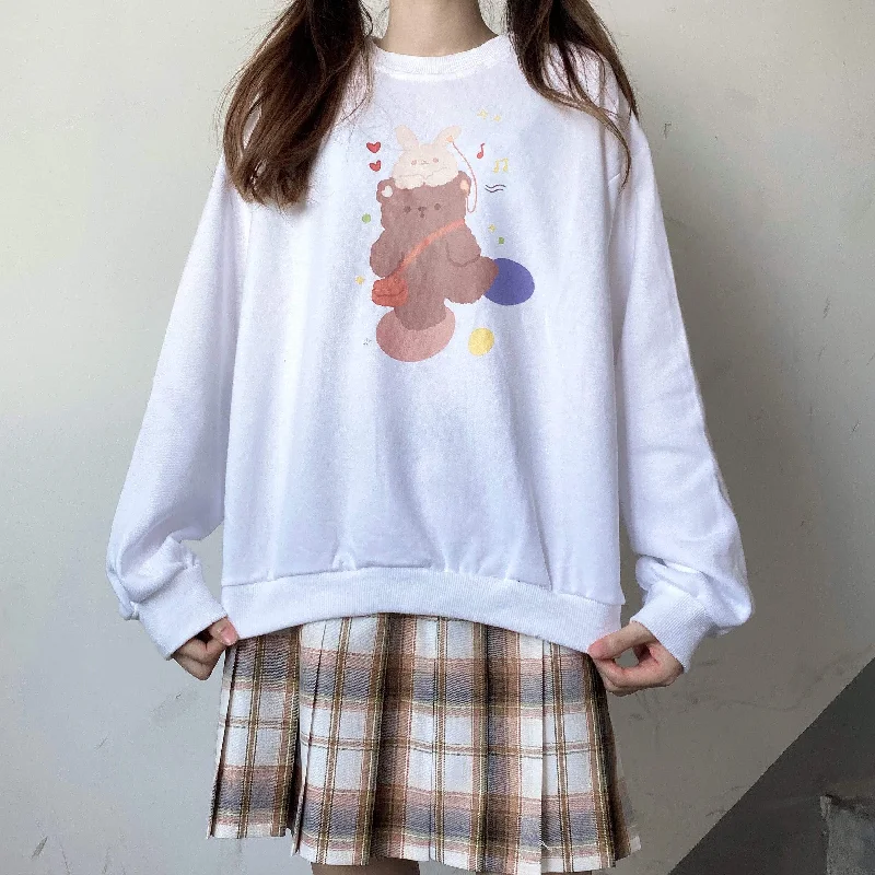 Women's Kawaii Bear And Bunny Dancing Sweaters