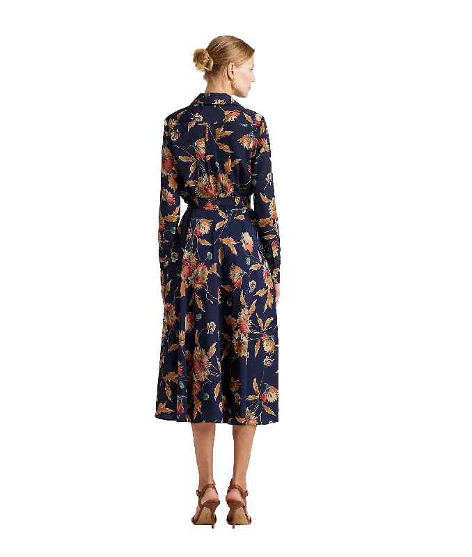 Floral Surplice Crepe Midi Dress - Multi