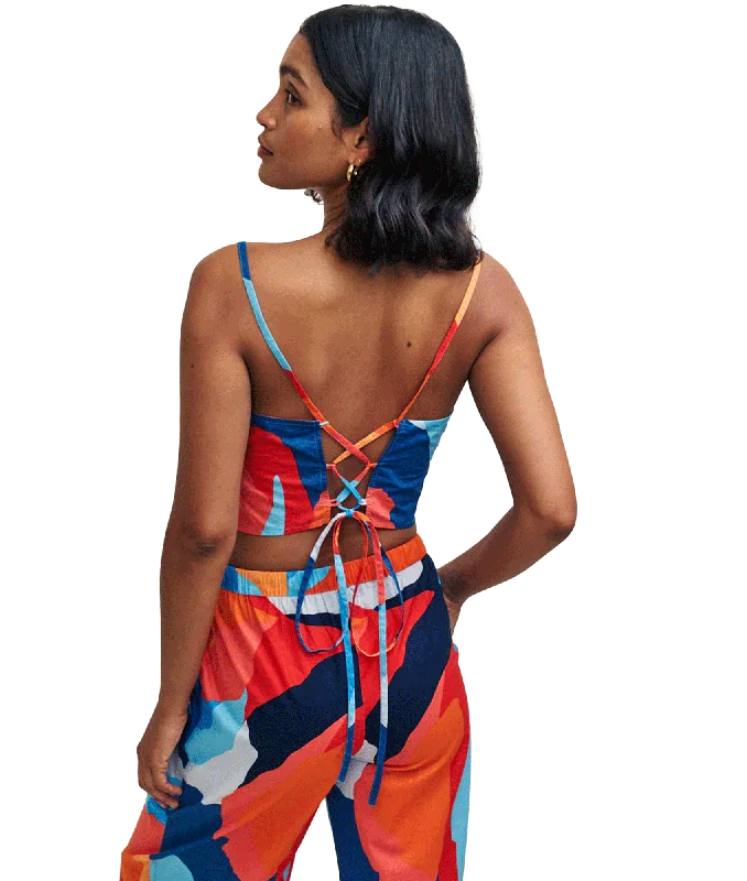 Abstract Print Tie Back Cami Top - Multi