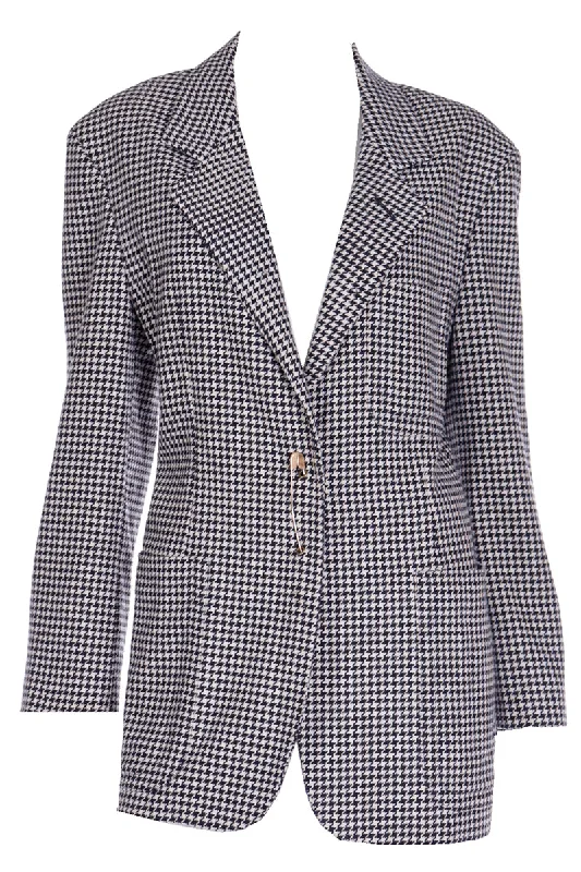 1988 Franco Moschino Wool Cashmere Houndstooth Jacket w Safety Pins