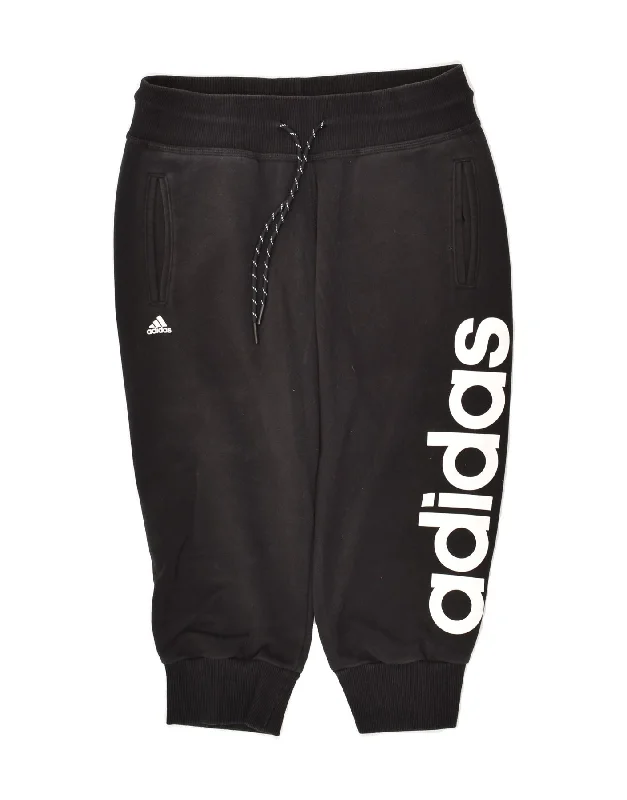 ADIDAS Womens Capri Graphic Tracksuit Trousers Joggers UK 8/10 Small Black