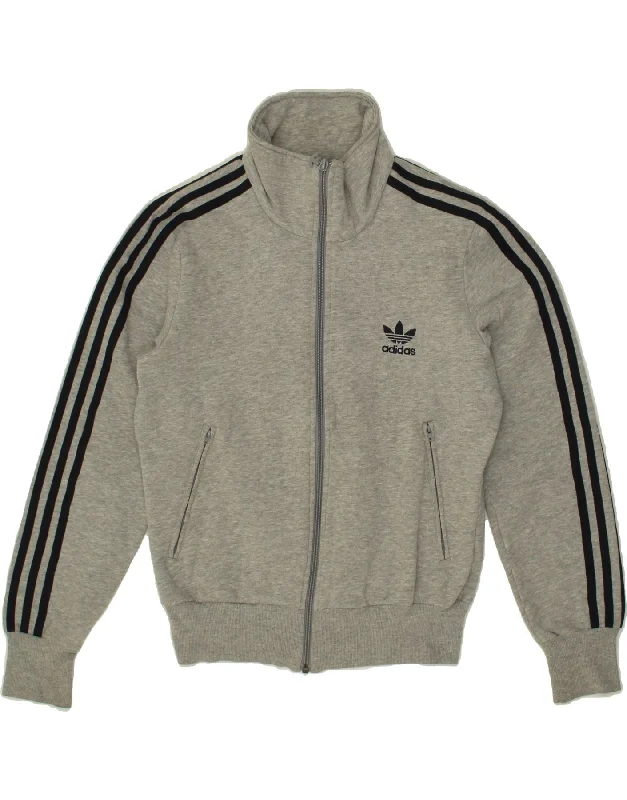 ADIDAS Womens Graphic Tracksuit Top Jacket EU 38 Medium Grey Polyester