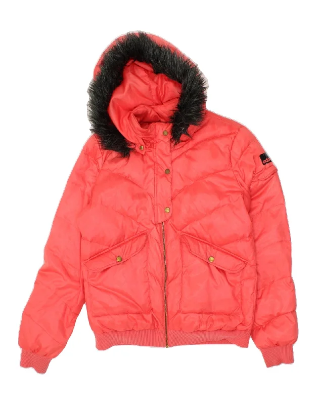 ADIDAS Womens Hooded Padded Jacket UK 16 Large Red