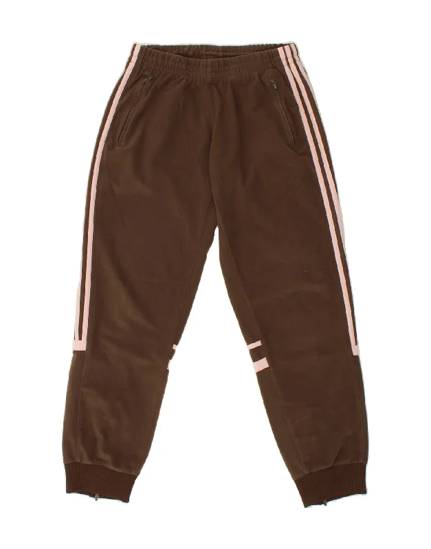 ADIDAS Womens Velour Tracksuit Trousers Joggers UK 12 Medium Brown