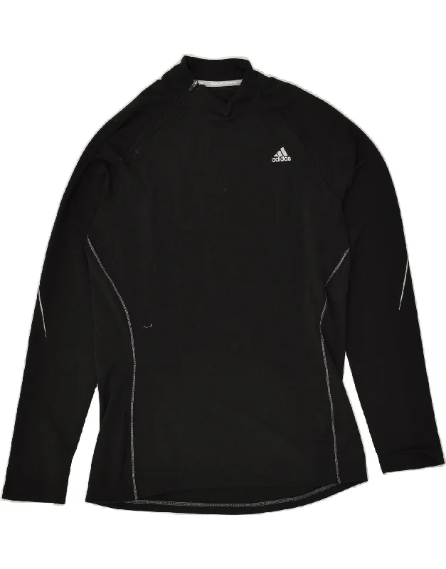 ADIDAS Womens Zip Neck Pullover Tracksuit Top UK 16/18 Large Black