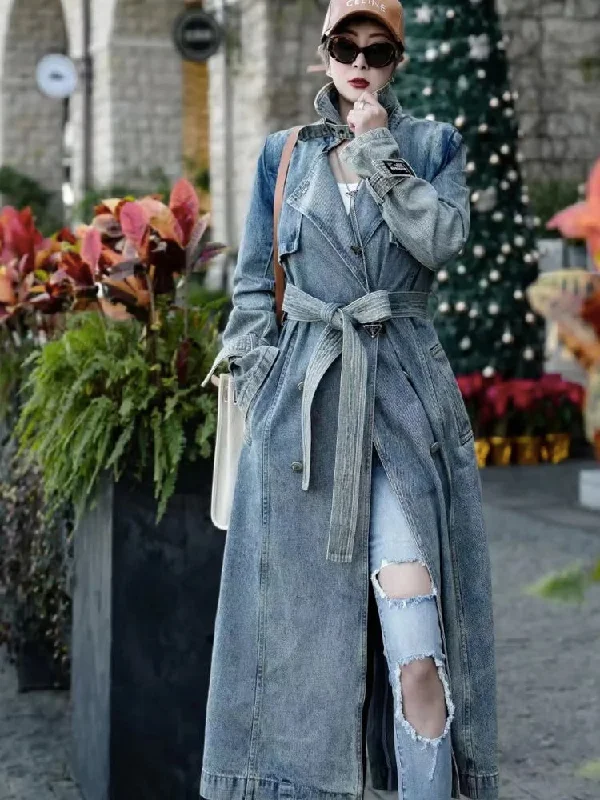 Autumn And Winter Denim Long Coat Coats Woman 2023 Winter Luxury Women's Coats On Offer Women's Coats Jackets Trench Coat Female