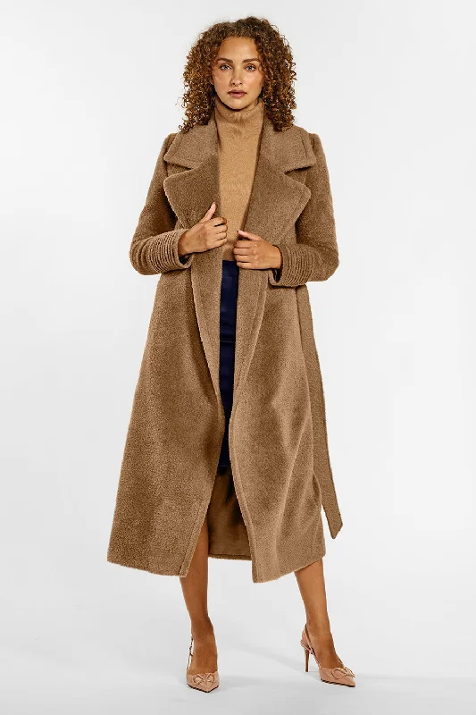 Bouclé Alpaca Long Notched Collar Wrap Coat