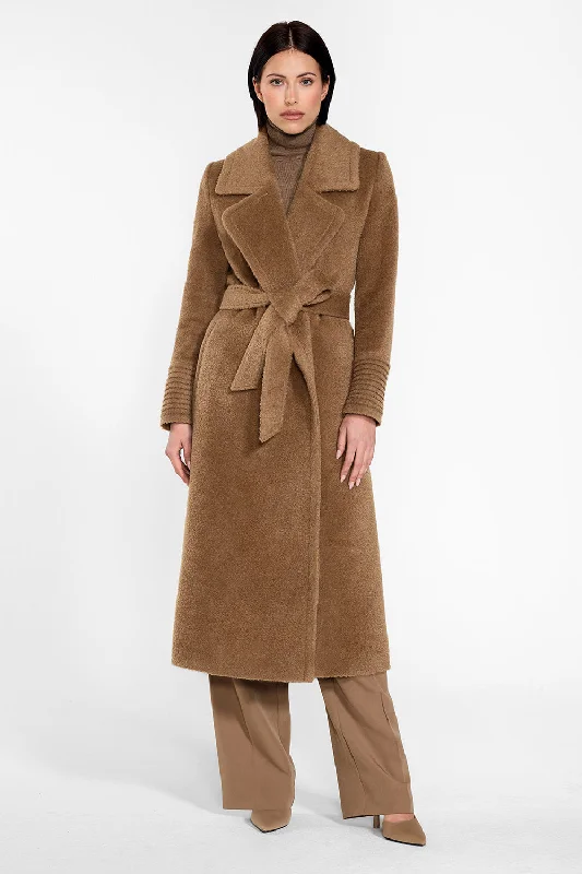 Bouclé Alpaca Long Notched Collar Wrap Coat