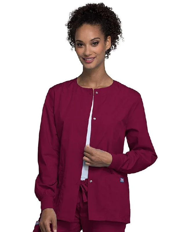 Cherokee Workwear Originals Women's Snap Front Warm-Up Jacket | Wine