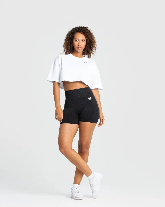 Comfort Oversized Cropped Short Sleeve T-Shirt | White