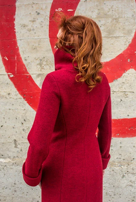 COWL NECK COAT · ruby