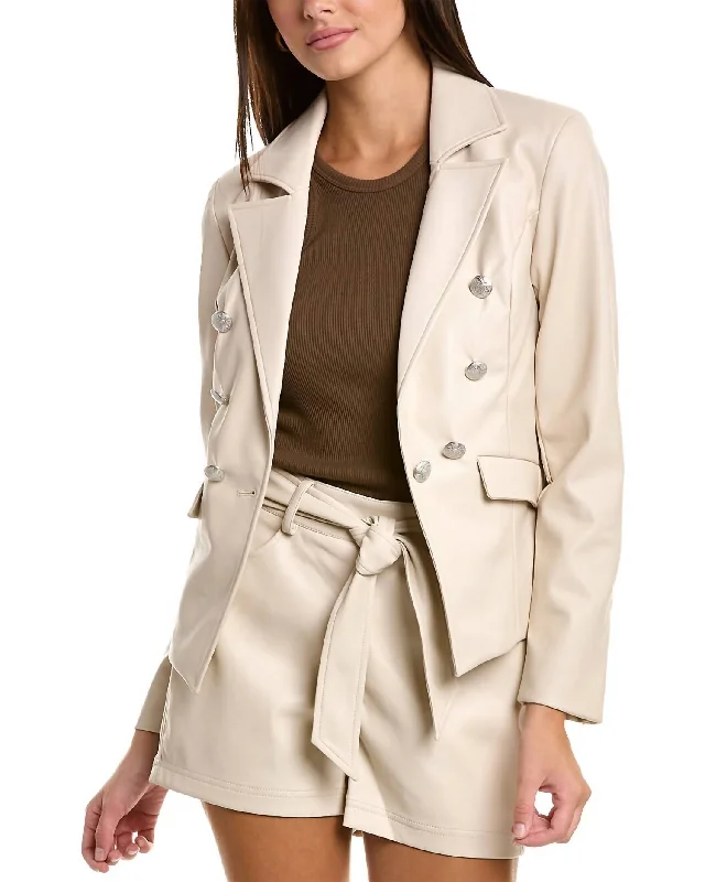 Devon Double Breasted Blazer In Beige