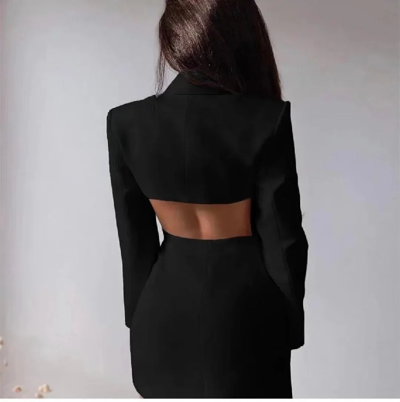 Elegant Backless Double-Breasted Blazers