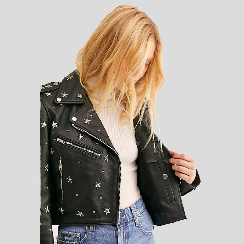 Eva Black Studded Leather Jacket