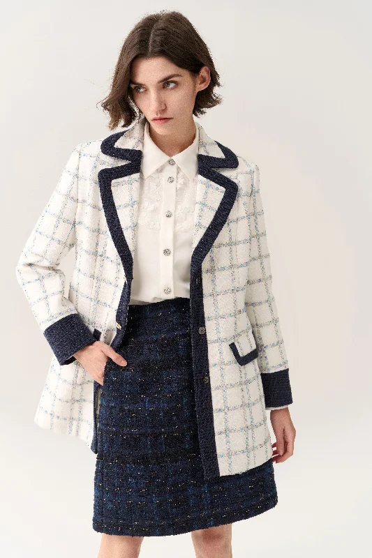 Flap-pocket Check Midi Coat