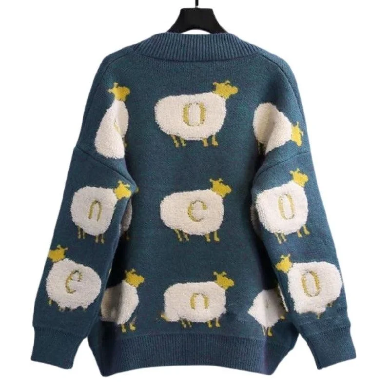 Fluffy Sheep Women's Cardigan: Ideal for casual wear or teachers