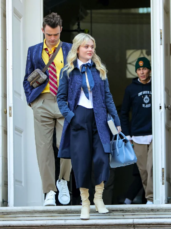 Gossip Girl Audrey Hope Suiting Fabric Blue Coat