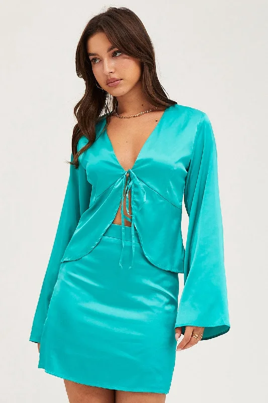 Green Satin Jacket Long Sleeve