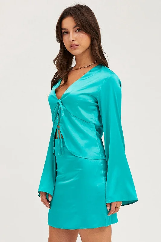 Green Satin Jacket Long Sleeve