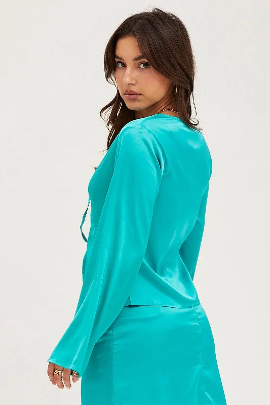 Green Satin Jacket Long Sleeve