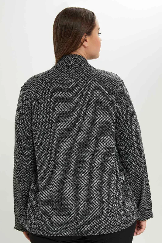 Women Grey Jacquard Jacket