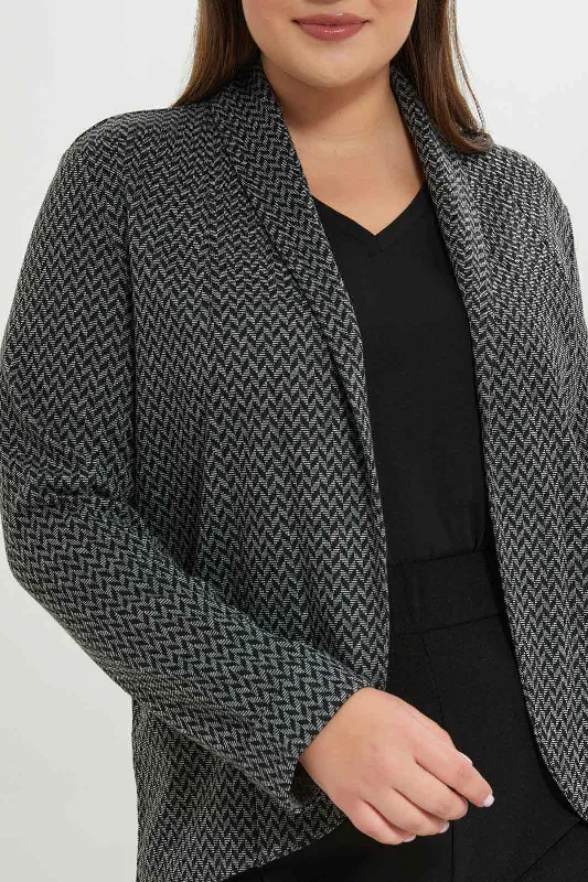 Women Grey Jacquard Jacket