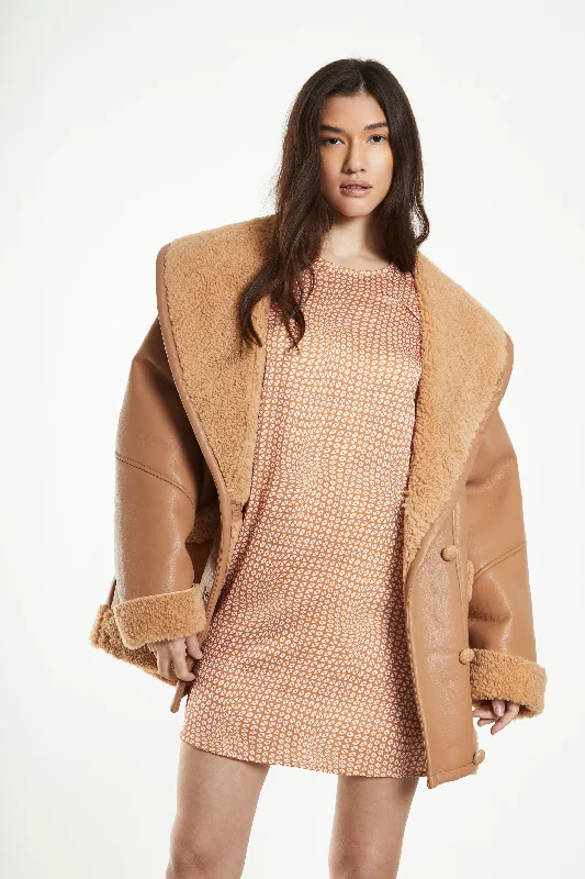 Glamorous Camel Faux Shearling Coat