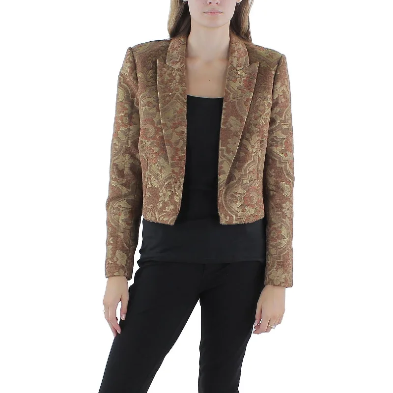 L'Agence Womens Cropped Printed Open-Front Blazer