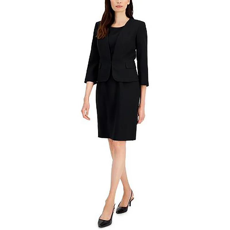 Le Suit Womens Petites 3/4 Sleeve Work Wear Collarless Blazer