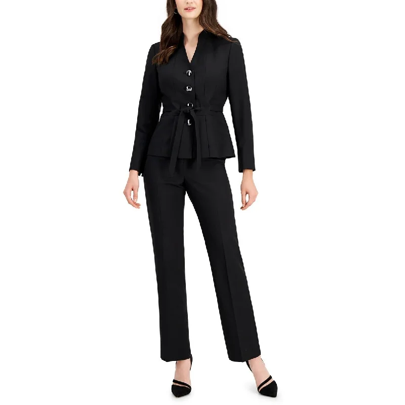 Le Suit Womens Petites Pleated  Collarless Blazer