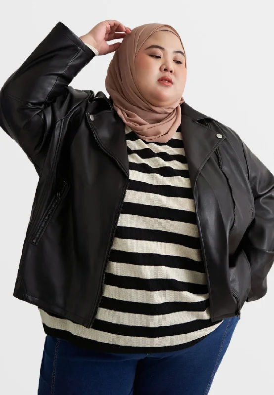 Linet Plus Size Biker Pleather Jacket