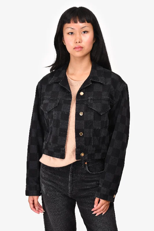 Louis Vuitton Damier Graphite Cropped Denim Jacket Size 34