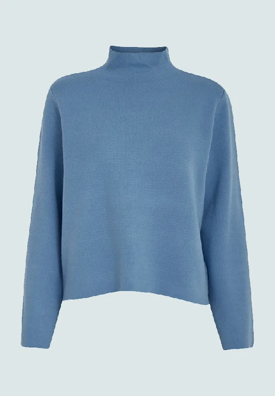 Lupi High Neck Knit Pullover - Blue Bonnet