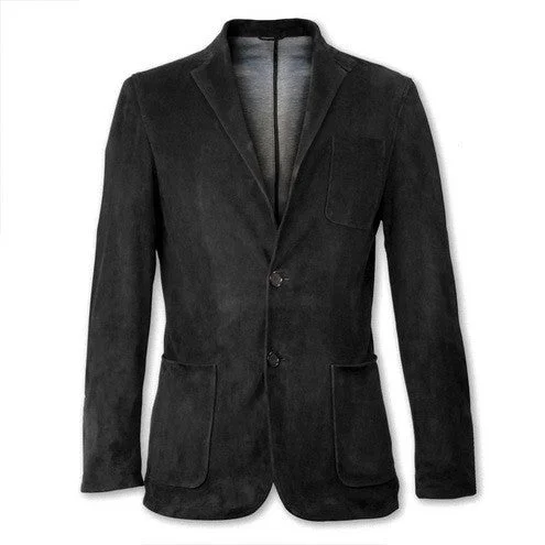 Men's Suede Leather Single Breasted Blazer